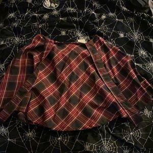 NWT Red plaid suspender skirt